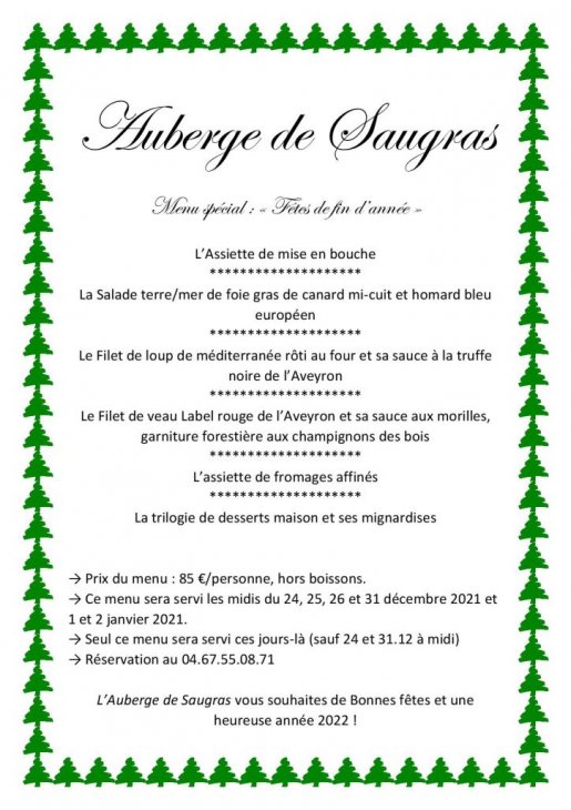 Menu sur place