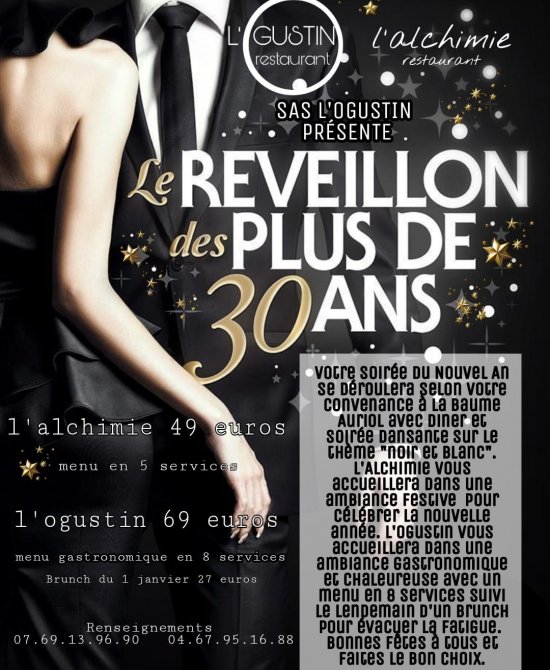  SOIREE BLACK &WHITE - REVEILLON NOUVEL AN POUR LES PLUS DE 30 ANS - RESTAURANT L'ALCHIMIE 